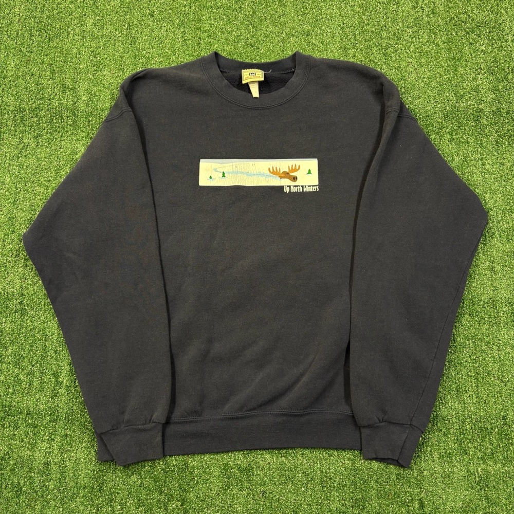 Vintage 90s Lee Up North Winters Moose Graphic Crewneck Sweater